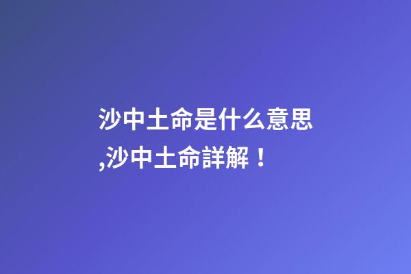 沙中土命是什么意思,沙中土命詳解！